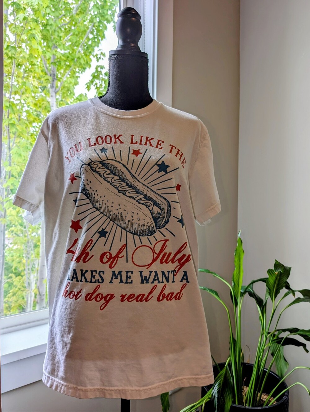 Fourth of July Hot Dog Graphic Tee - White